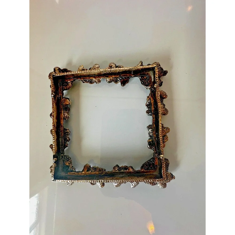 Vintage 1960s Ornate GRESCO Hibiscus Flowers Square Picture Frame 4.5